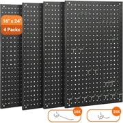 Peg Board,4 Packs Metal Pegboard Panels White 40 Pcs Hooks,Pegboard for Wall Organizer, Garage Tool Storage,Office Organization,Kitchen,24" x 16"