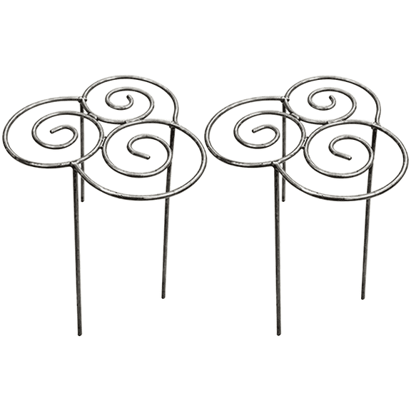 2‑Pack Metal Plant Support Ring – 10.8" x 10.8" Garden Plant Stand with Flower‑Shaped Top, Decorative Grow‑Through Rings for Indoor Pots, Tripod Houseplant Stake for Peony, Dahlia & Flowering Plants