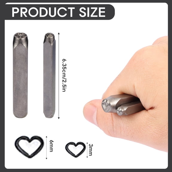 2 Pcs Metal Punch Stamp, Metal Stamping Tools 6mm and 3mm, Love Design, for Jewelry Craft Key Punching