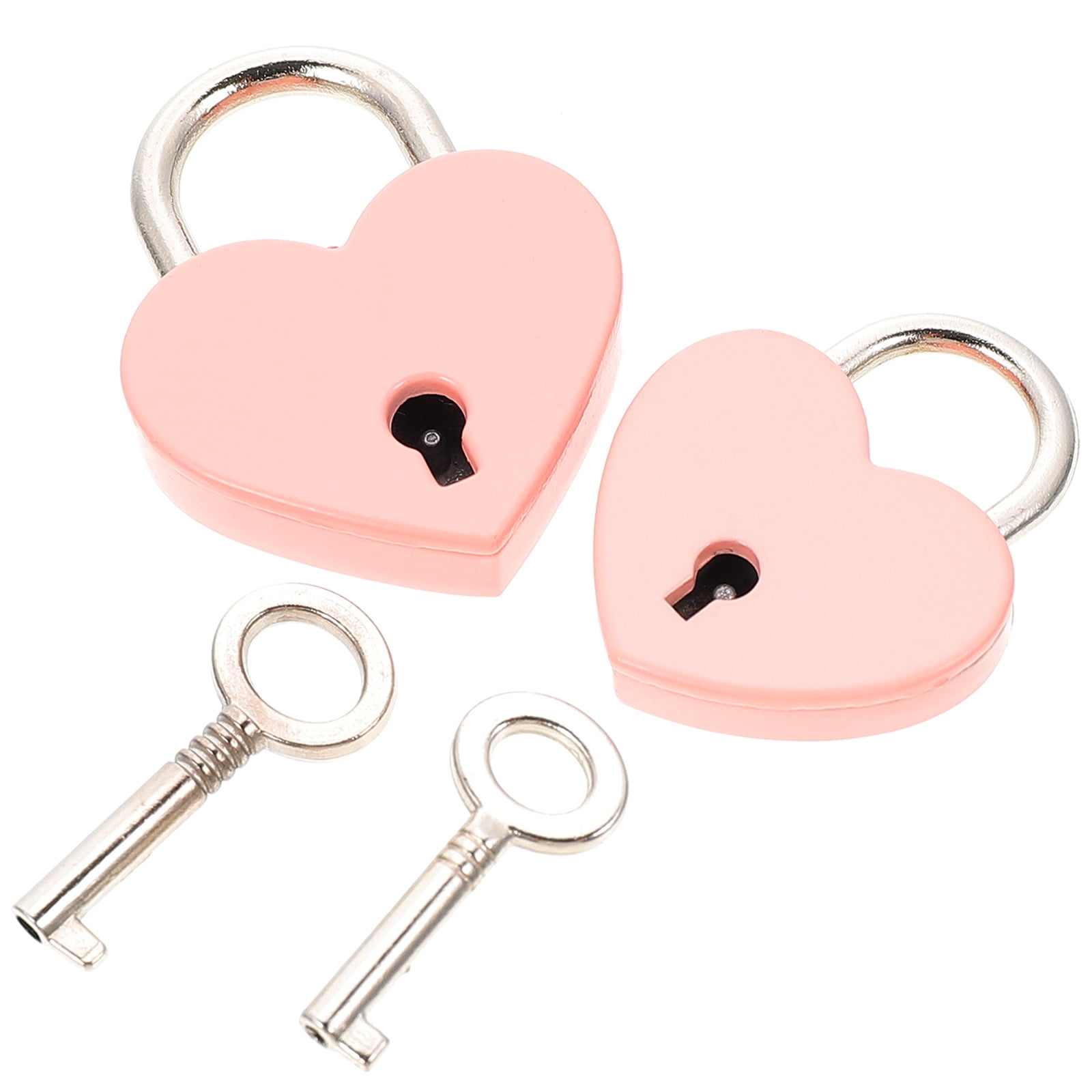 2 Pcs Metal Storage Luggage Lock Love Heart Lockers Mini