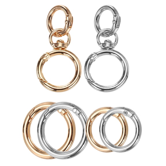 2 Pcs Metal Swivel Clasps Key Chain O Ring Keyrings Round Spring Snap Keychain Hook Clip for Chains Extender DIY Handicrafts Keys Lanyards Jewelry Findings, Gold Tone/Silver Tone