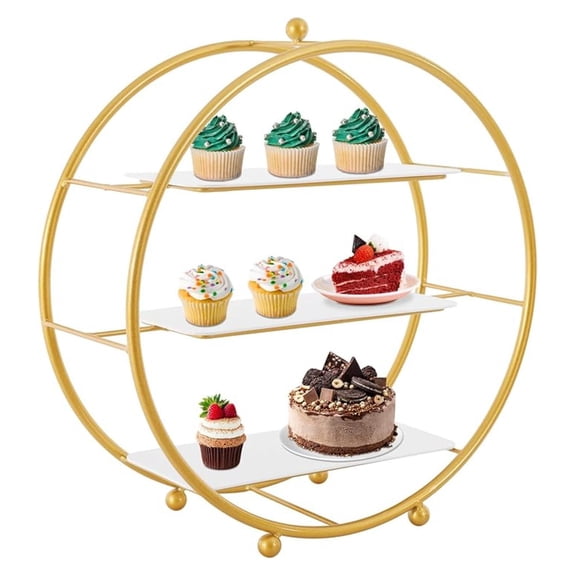 2 Pcs Metal Tiered Cupcake Stand, 16.9 inch 3 Tier Round Dessert Stand Circle Cupcake Holder Stand Cake Display Stand for Dessert Table Display Party Wedding Birthday