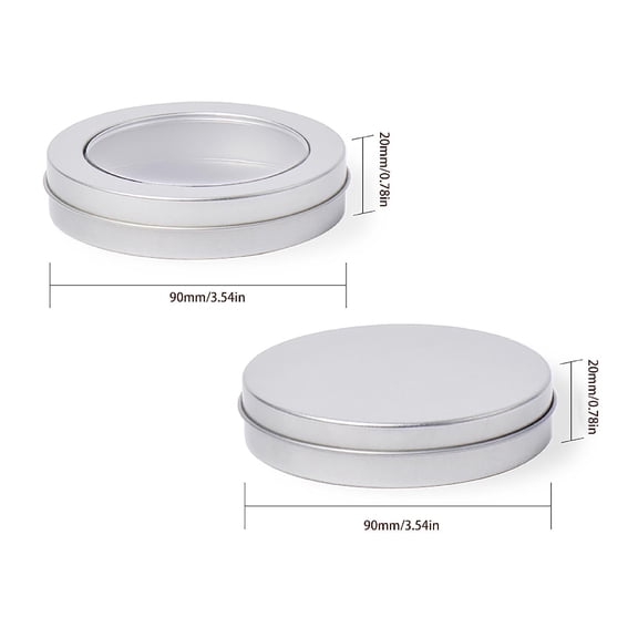 2 Pcs Metal Tin Can with Lid, Round Empty Containers, for Kitchen, Office, Candles, Candies 3.54x0.78"