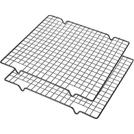 2 Pcs Metal Wire Cooling Rack Kitchen Cookie Stainless Steel Baking Rack Square Wire for Baking 10 x 11 inches (Black)