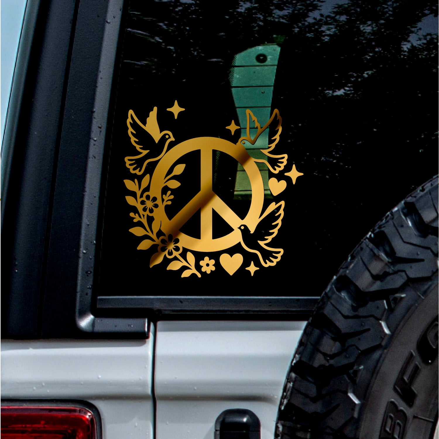 (2 Pcs Metallic Gold, 7.1'' x 7.0'') - Vinyl Sticker Decal - 