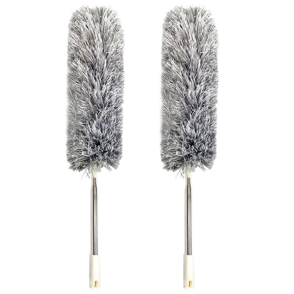 2 Pcs Microfiber Duster with Extension Pole, Extendable Long Handle Ceiling Fan Duster, 110.2 in（280 cm） Extra Long Duster for High Ceiling, Cobweb Duster for Cleaning, Gray