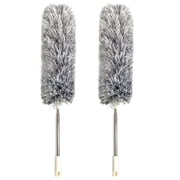 2 Pcs Microfiber Duster with Extension Pole, Extendable Long Handle Ceiling Fan Duster, 110.2 in 280 cm  Extra Long Duster for High Ceiling, Cobweb Duster for Cleaning, Gray