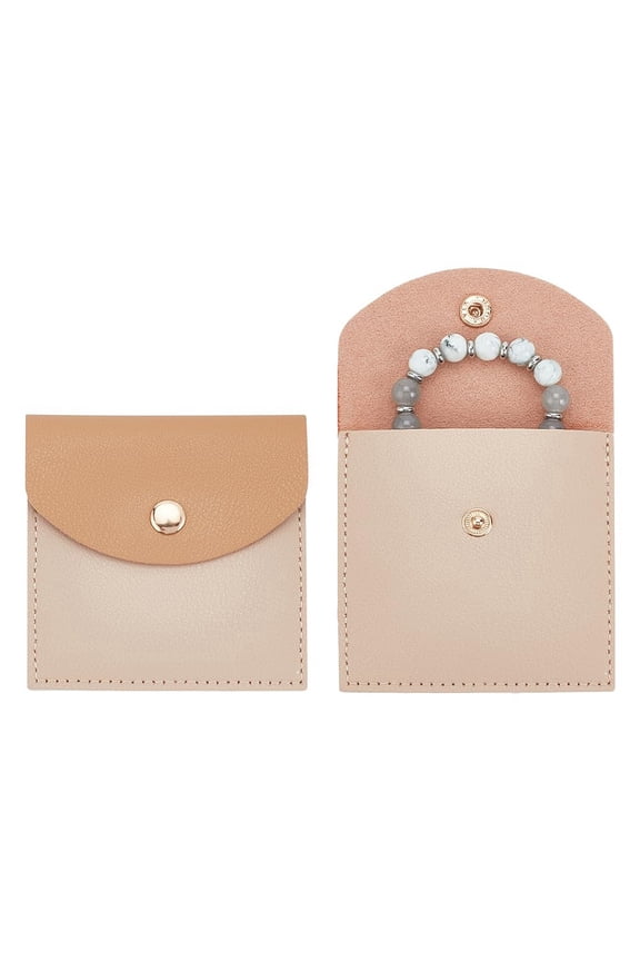 2 Pcs Microfiber Jewelry Storage Bags with Snap Button 3.23.1 Inch Small Jewelry Pouch Luxury Small Ring Gift Bags for Ring Jewelry Party Wedding