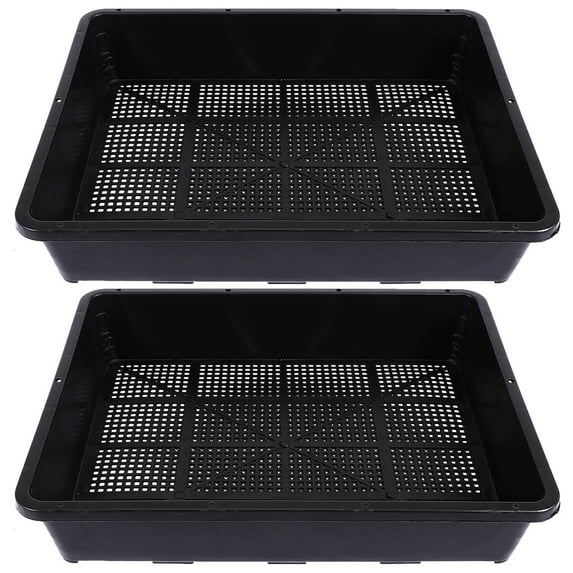 2pcs Black Plastic Indoor Plant Pots Growing Tray Nursery Seedling Sprouter Planters Bean Sprouts Grower Starter Trays