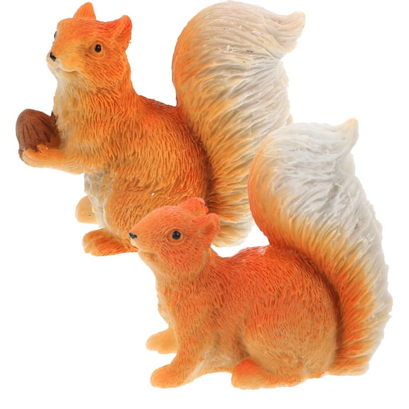 2 Pcs Mini Animal Figurines Simulated Little Squirrel