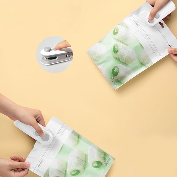 2 Pcs Mini Bag Sealer, 2025 New 2 in 1 Usb Rechargeable Chip Bag Sealer Heat Seal, Portable Handheld Rechargeable Vacuum Food Sealer Bag Sealing Machine for Snacks Chips Fresh Storage, White