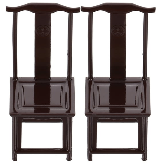 2 Pcs Mini Chair Model Doll House Mini Chair Doll House Mini Vintage Chair Model Vintage Decor Furniture Dark Brown