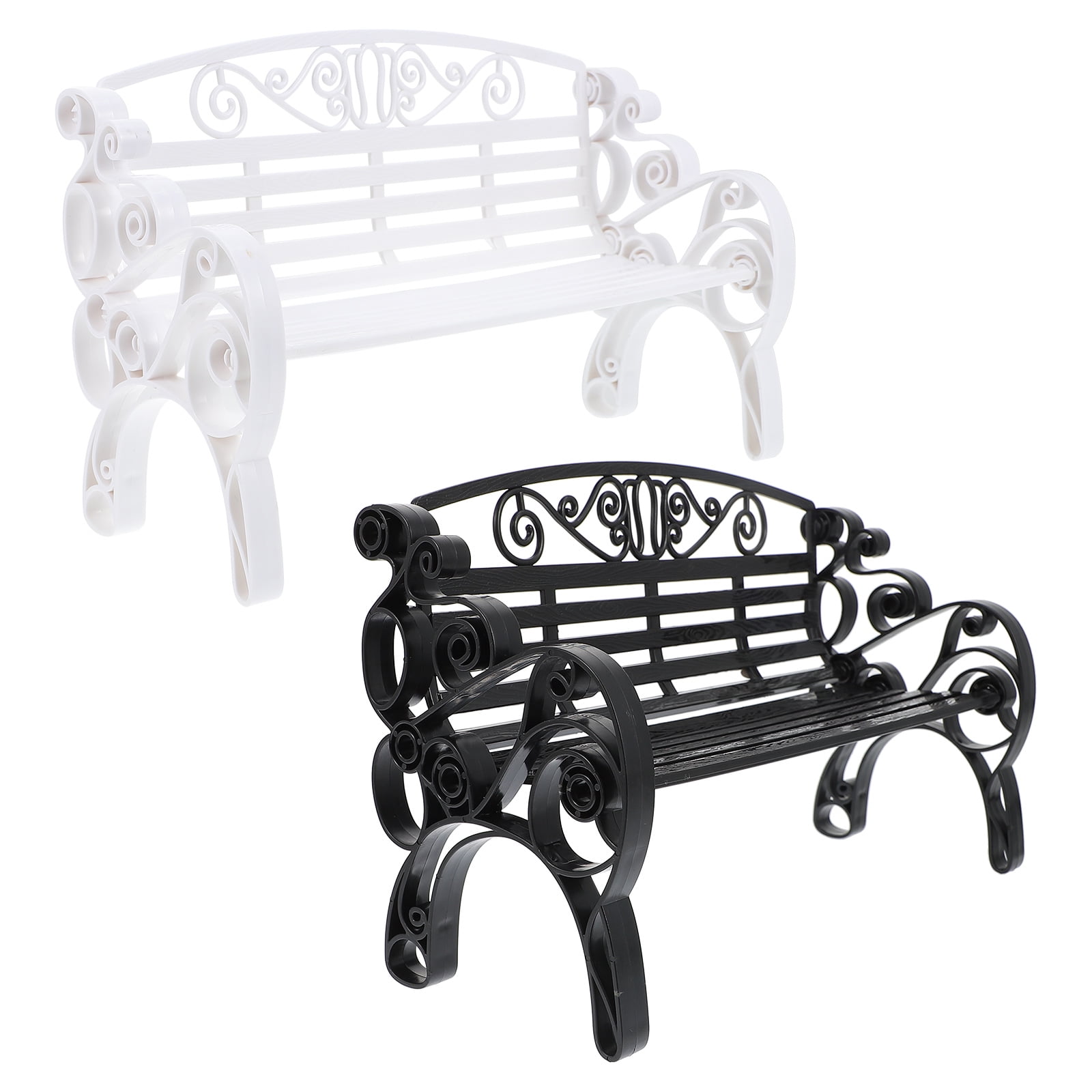 2 Pcs Mini Chair Models Park Benches Model Mini Wooden Garden Bench