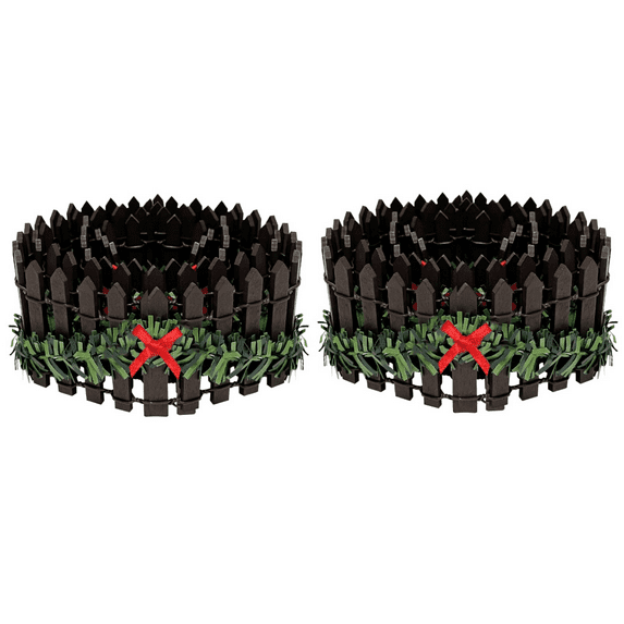 2 Pcs Mini Christmas Garden Fence, 35 x 2inch Miniature Fairy Garden Fence Mini Wood Picket Ornament Fence for Dollhouse Village Landscape Home Garden Plant, Brown