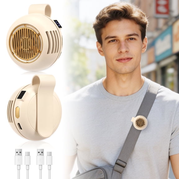 2 Pcs Mini Clip On Fan For Shirt & Waist, Portable Small Whirlwind Bladeless Fan,Five Speed Adjustable With Digital Display