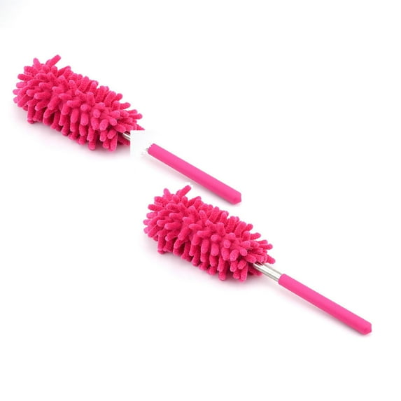 2 Pcs Mini Duster for Cleaning, 360° Bendable Hand Dusters with Extension Pole, Washable Small Duster for Car Interior, office, Furniture