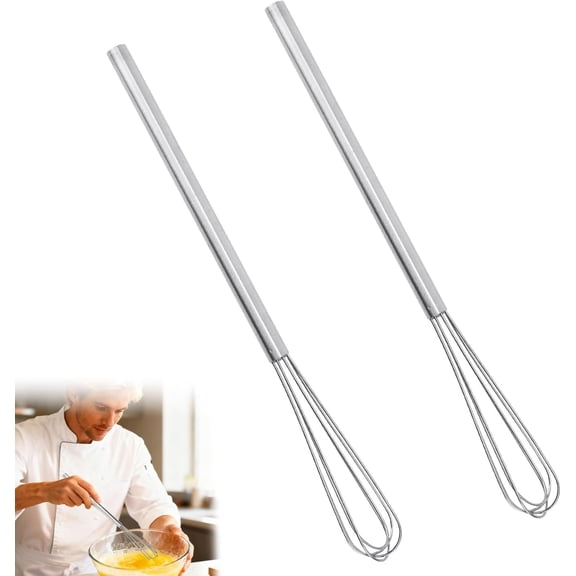 2 Pcs Mini Egg Whisks, Stainless Steel Small Whisks for Cooking Compact Tiny Kitchen Tools Gadgets Wire Whisker for Whisking Beating Blending Eggs Sauces & Coffee Frothing