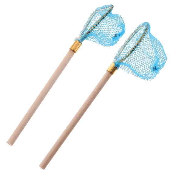 2 Pcs Miniature Fishing Nets for Landscape, Dollhouse Accessories, Kids' Decorative Outdoor Scene Props