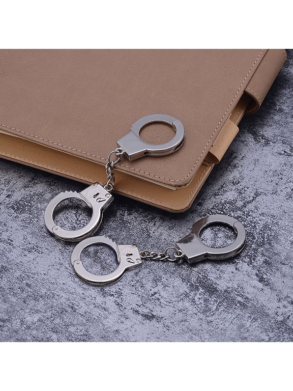 2 Pcs Mini Handcuffs Metal Keychain Keyring