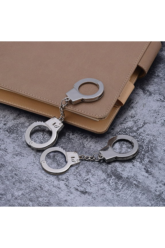 2 Pcs Mini Handcuffs Metal Keychain Keyring