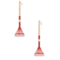 thumbnail image 1 of 2 Pcs Mini Leaf Rake, Small Wooden Handle Leaf Rake with Metal Tines, Gardening & Lawn Care Hand Tools/Small Patio, Lawn & Garden Tool 28", 1 of 6