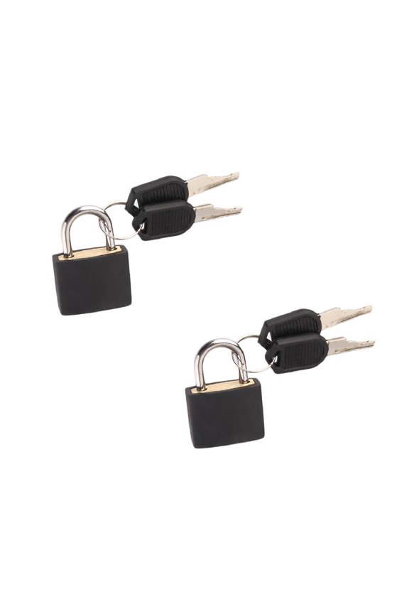 2 Pcs Mini Lock with 2 Key, Small Luggage Lock, Little Padlock with Keys, Metal Diary Lock Vintage Lock Padlock Gym Locker for Jewelry Box, Storage Box Luggage, Backpack, 1.18"x0.9", Black