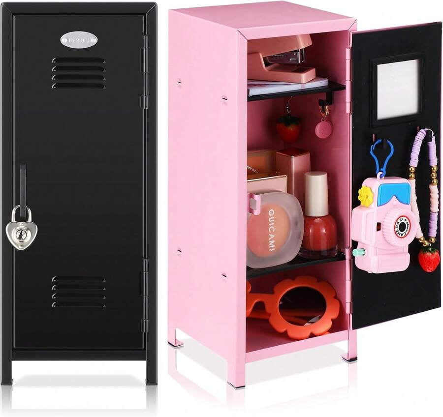 2 Pcs Mini Locker With Lock And 2 Keys 10.8 Inch Miniature Storage ...