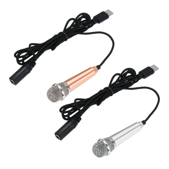 2 Pcs Mini Microphone, Mini Mic Tiny Microphone Phone Type C Mic Small Microphone for Record Phone Voice, Gold/Silver