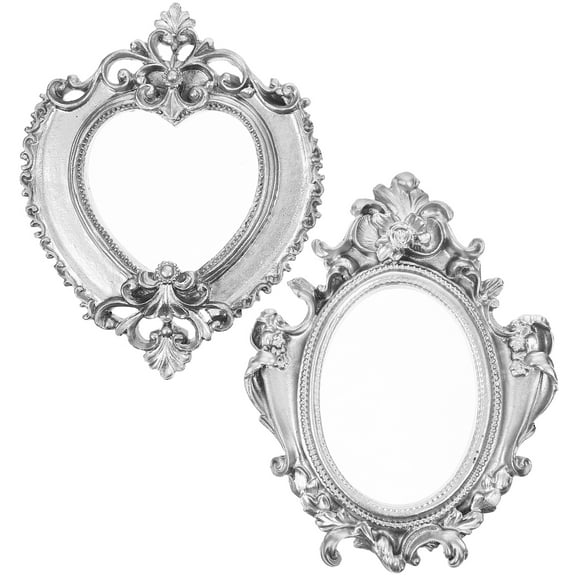 Milisten Mini Vintage Heart Frame Silver For Home Decor 2Pcs 4.3X3.5X0.4In