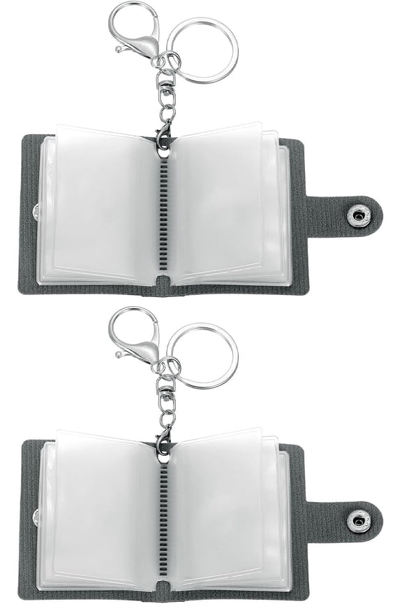 2 Pcs Mini Photo Keychain Custom Personalized Leather Album Keychains with 20 Pictures DIY Small Memory Key Ring Picture Book for Family, Black