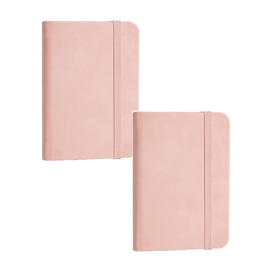 2 Pcs Mini Pocket Notebook Mini Faux Leather Pocket Notebook Small Soft Cover Notebook Mini Notepad Tiny Journal Memo Diary Subject Notebooks for Home Traveler Worker Writing, 3"x4.3", Pink