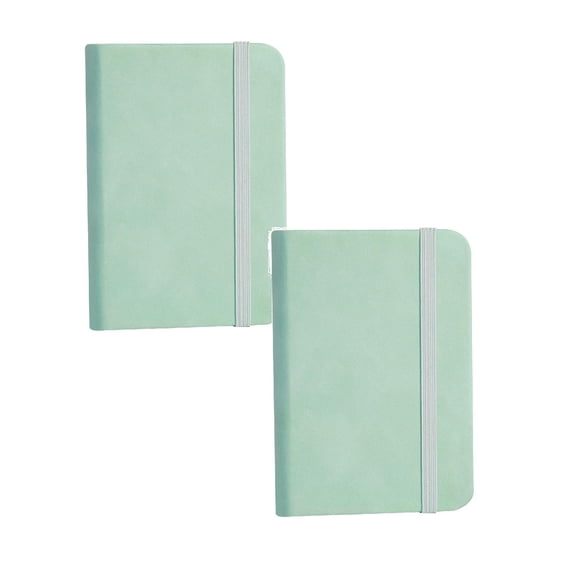 2 Pcs Mini Pocket Notebook Mini Faux Leather Pocket Notebook Small Soft Cover Notebook Mini Notepad Tiny Journal Memo Diary Subject Notebooks for Home Traveler Worker Writing, 3"x4.3", Light Green