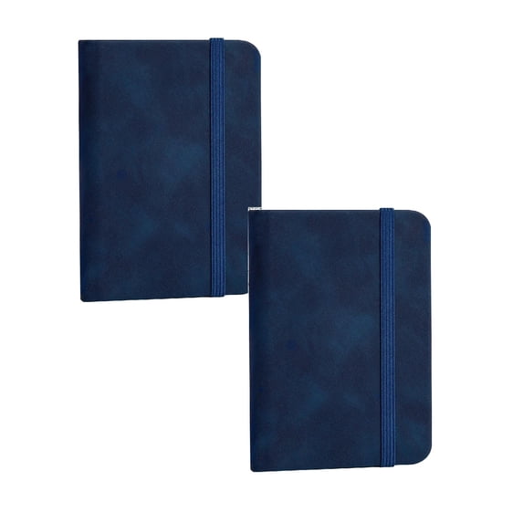 2 Pcs Mini Pocket Notebook Mini Faux Leather Pocket Notebook Small Soft Cover Notebook Mini Notepad Tiny Journal Memo Diary Subject Notebooks for Home Traveler Worker Writing, 3"x4.3", Dark Blue