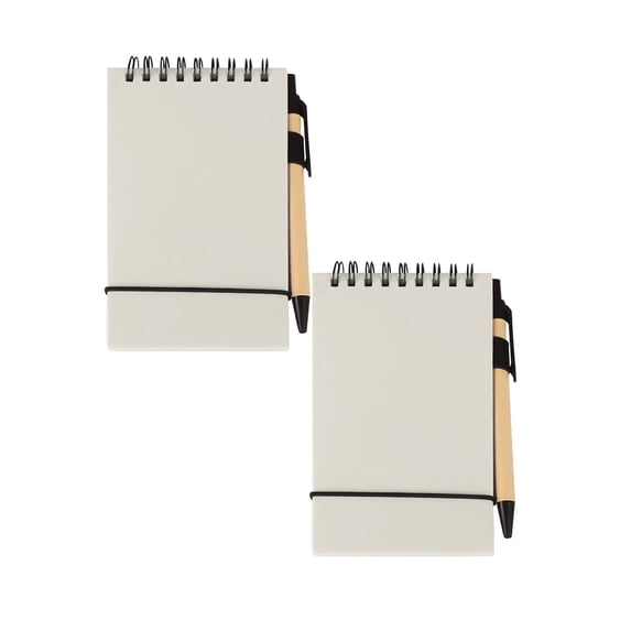 2 Pcs Mini Pocket Notebook with Pen Top Spiral Notebook Blank Page Journal Steno Pad Pocket Sketchbook Blank Drawing Notepad Memo Steno Note Pad for Work Office Travel, 5.83"x3.62", White