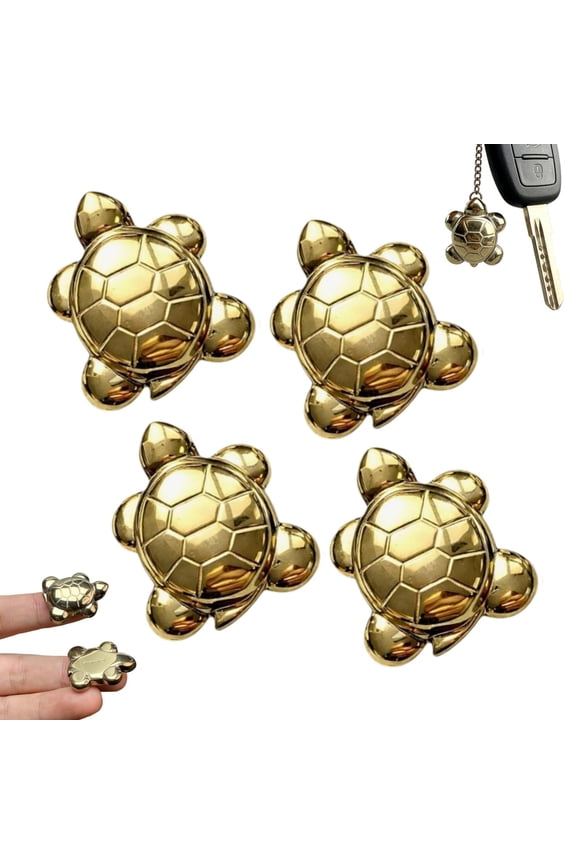 2 Pcs Mini Pyrite Animal Tortoise Pendants, Pyrite Tortoise Figurine Necklace Small Pendant, Hand Carved Vintage Copper Turtle Statue for DIY Gift Decor