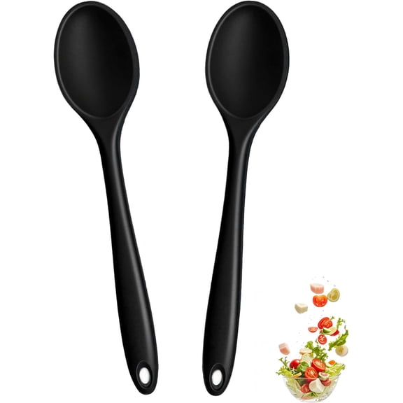 2 Pcs Mini Silicone Spoons,8 Inch Heat Resistant Mixing Spoons for Drinking Soup,Dipping Sauce Baking Stirring Mixing Tools.This is a Mini Size,Notice Dear Buyers Please Mind the Size when Purchasing