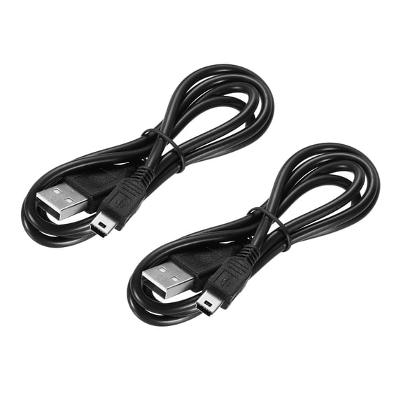 2 Pcs Mini USB Cable, 2.6ft USB Mini Cable USB to Mini USB Cable Mini USB Short Mini USB Cable Mini USB Cable Short for Phone Power, Black