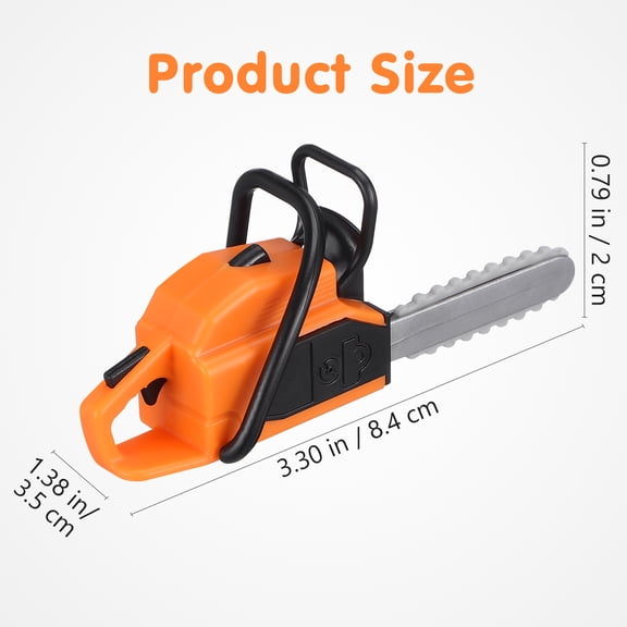 ORDDIART Orange Mini Chainsaw Toy Set for Dollhouse Accessories, 2-Piece Pretend for Kids