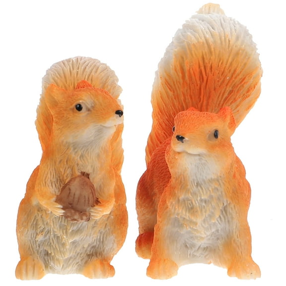 2 Pcs Miniature Squirrel Figurines Simulated Little Carefully Crafted Ornament