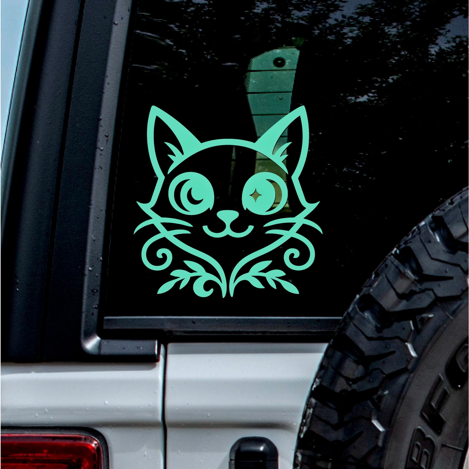 (2 Pcs Mint 3.8'' x 3.9'') - No Background - Waterproof of GIRLY CAT ...