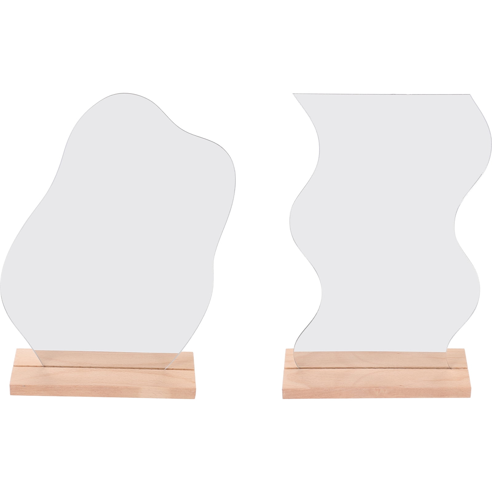 2 Pcs Mirror Table Small Decorative for Desk Mirrors Acrylic Frameless Topper Tabletop Vanity