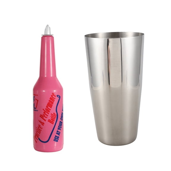 2 Pcs Mixer Shake Beverage for Flair Bartenders Cocktail Shaker, Silver & Pink