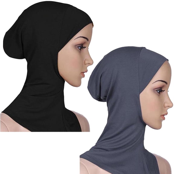 2 Pcs Modal Hijab Cap Muslim Stretchy Turban Full Cover Shawl Cap Full Neck Coverage Hijab for Women