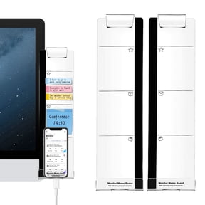 2 Pcs Monitor Memo Board, 11" x 3.1"Clear Acrylic Office Desk Accessories, Computer Screen Side Note Holder, Transparent Message Board for Sticky Notes, Reminders & Memos, Fits PC & Laptop