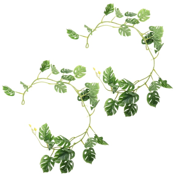 FUEENIRVA 2-Pack Artificial Rattan Pendant Green Leaf Hanging Decor for Home Wall or Ceiling Decoration