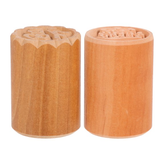 NIAIZEK 2Pcs Cake Stamps Wooden Dough Press for Moon Cake Baking Home Use