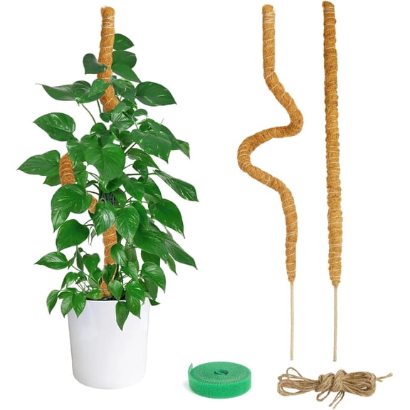 2 Pcs Moss Pole for Plants , Plant Stakes for Indoor Plants, Bendable Coco Coir Pole Plant Sticks Support, Plant Support for Climbing Plants Growth (48 Inch)