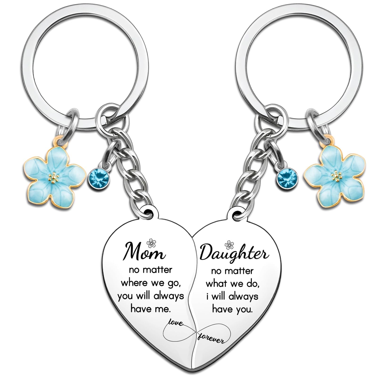 HUASANG Silver Mini Keychain For Women - Cute Mum Keyring, Simple & Fun Gift Idea