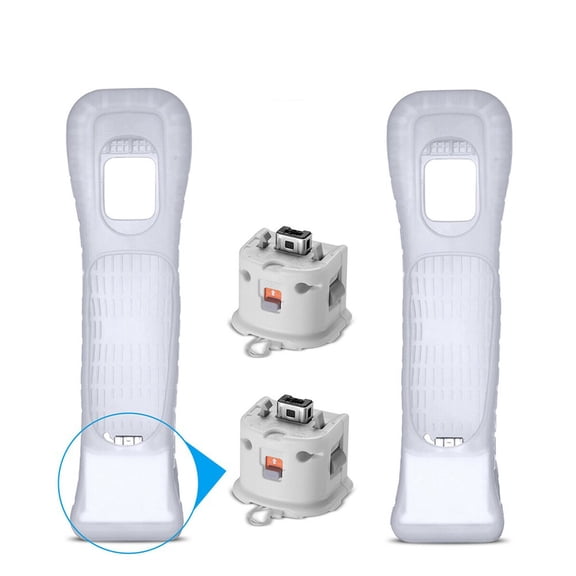 2 Pcs Motion Plus Adapter w/ Silicone Sleeve for Nintendo Wii Remote Controller