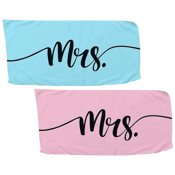 2 Pcs Mr and Mrs Beach Towels, His and Hers Quick Dry Microfiber Travel Set, Soft Absorbent Large Couple Honeymoon Gifts, Newlyweds Vacation Essentials